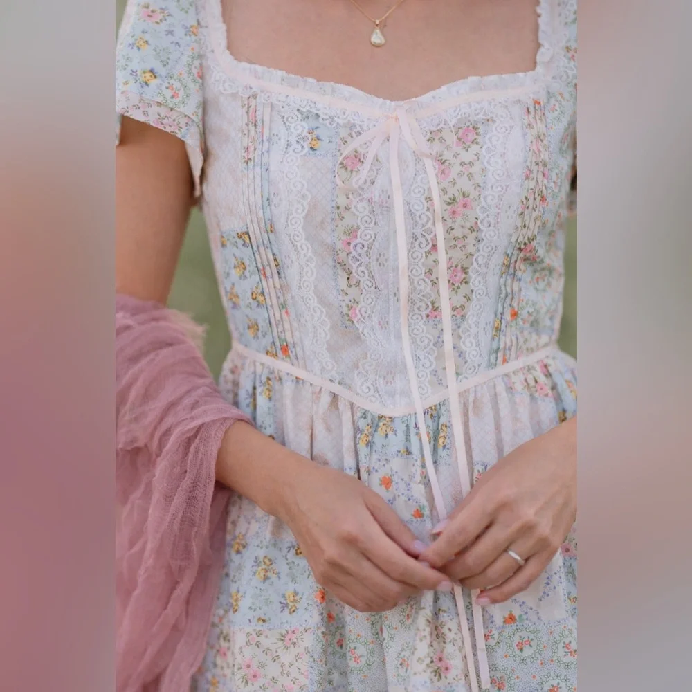 JessaKae Patchwork Floral & Lace Megan Midi Dress, 1X, NWT! - Picture 3 of 15